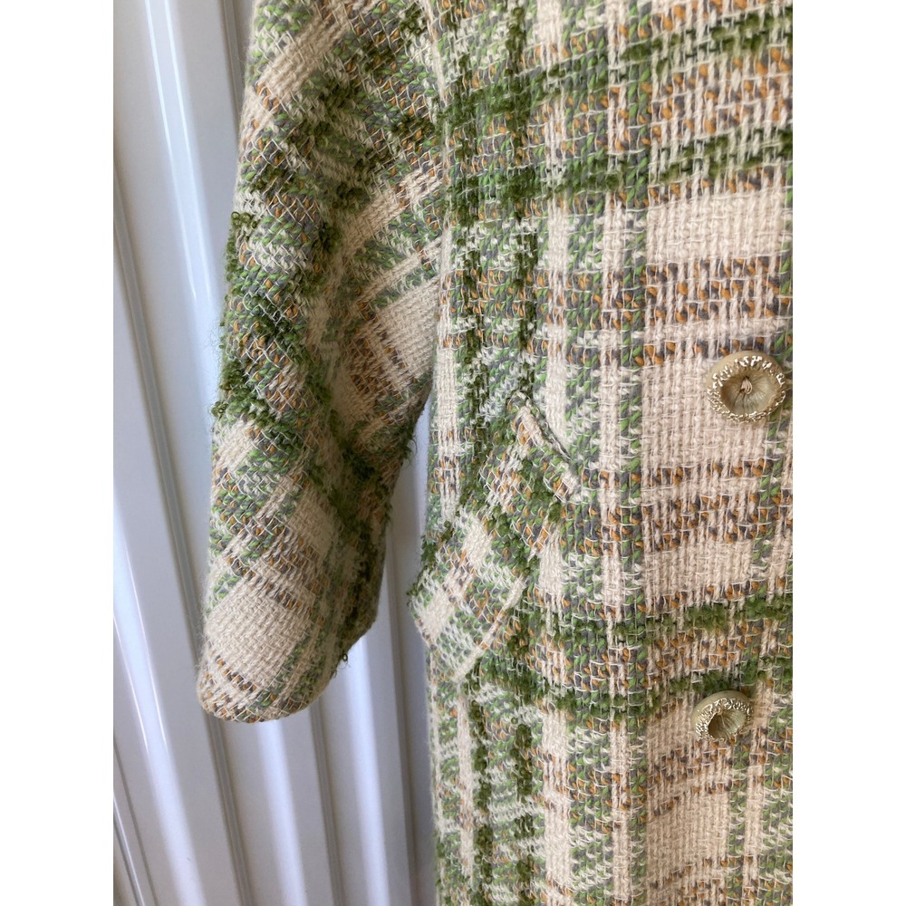 Winter Wool Coat Early 1960s Plaid Boucle - Picture 5 of 10